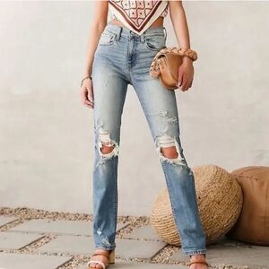 Willow & Root The Rise Up Distressed Stretch Jeans Size 28 NWOT